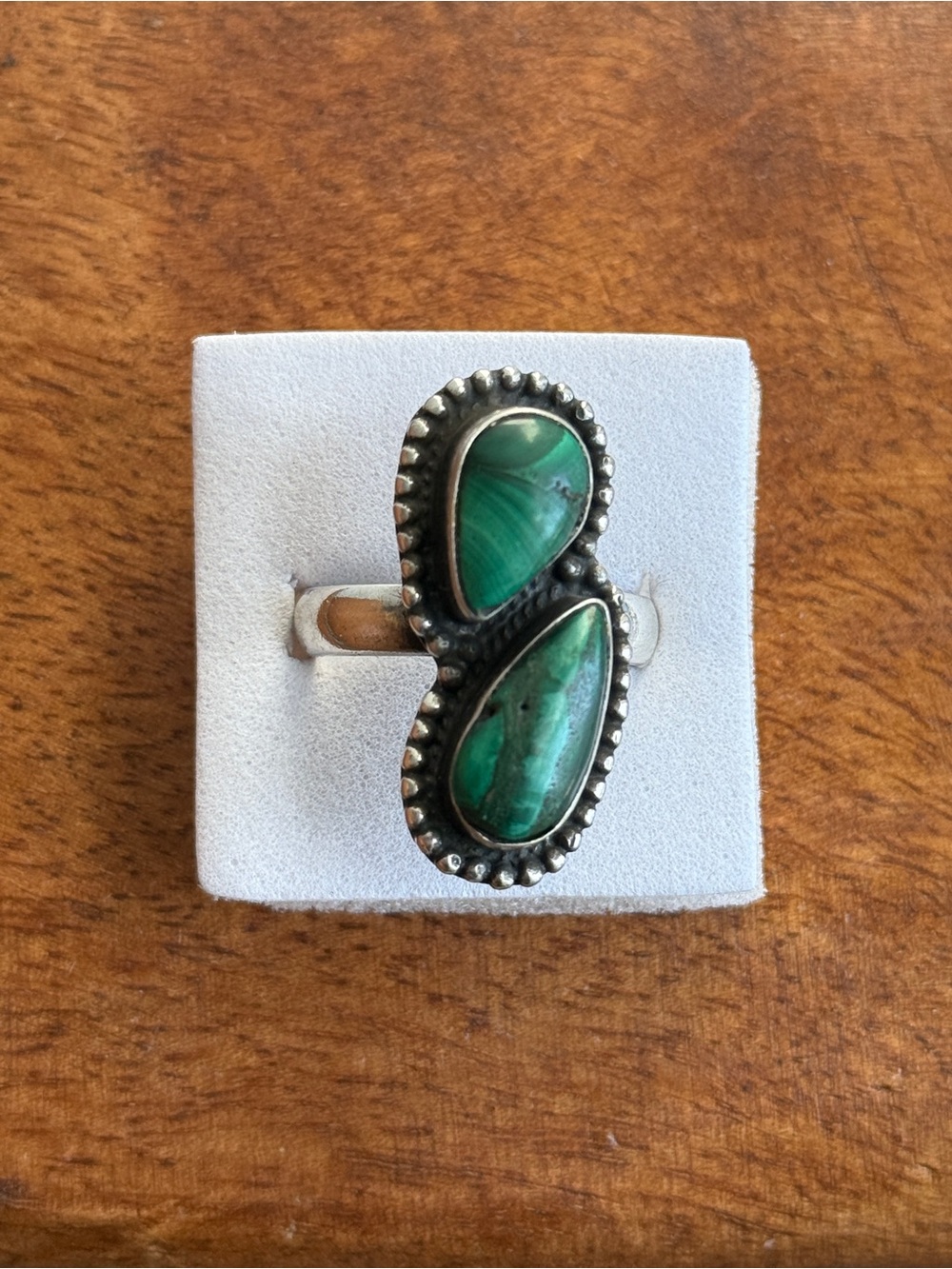 Sterling Silver Malachite Ring - Sz 9